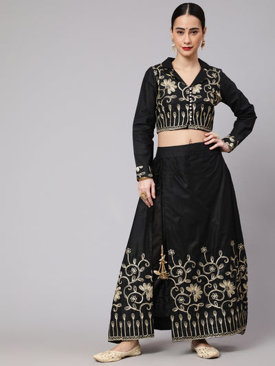 Black Embroidered Lehenga Choli Set