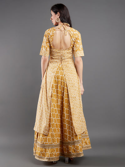 Mustard Printed Lurex Co Ord Set