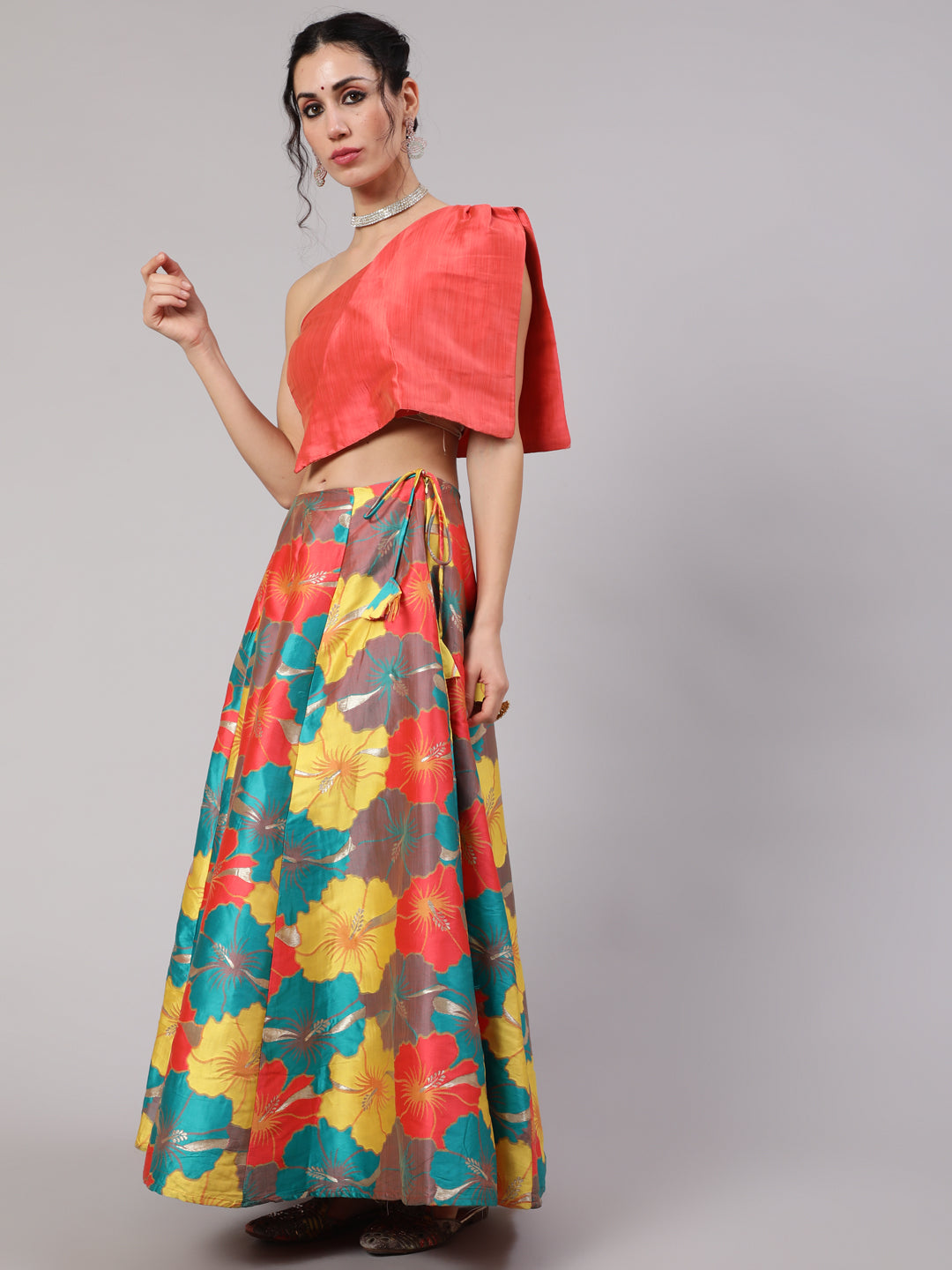 Multicolor Floral Print Lehenga With Blouse