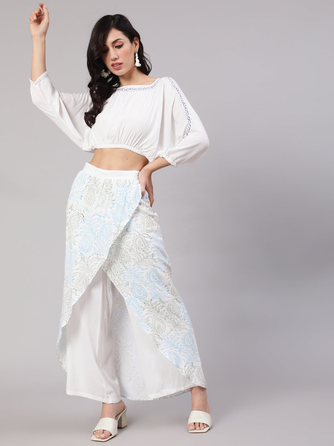 White Block Print Co-Ord Set
