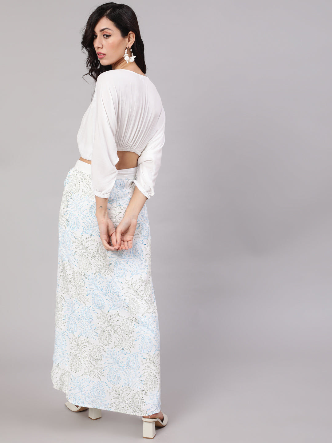 White Block Print Co-Ord Set