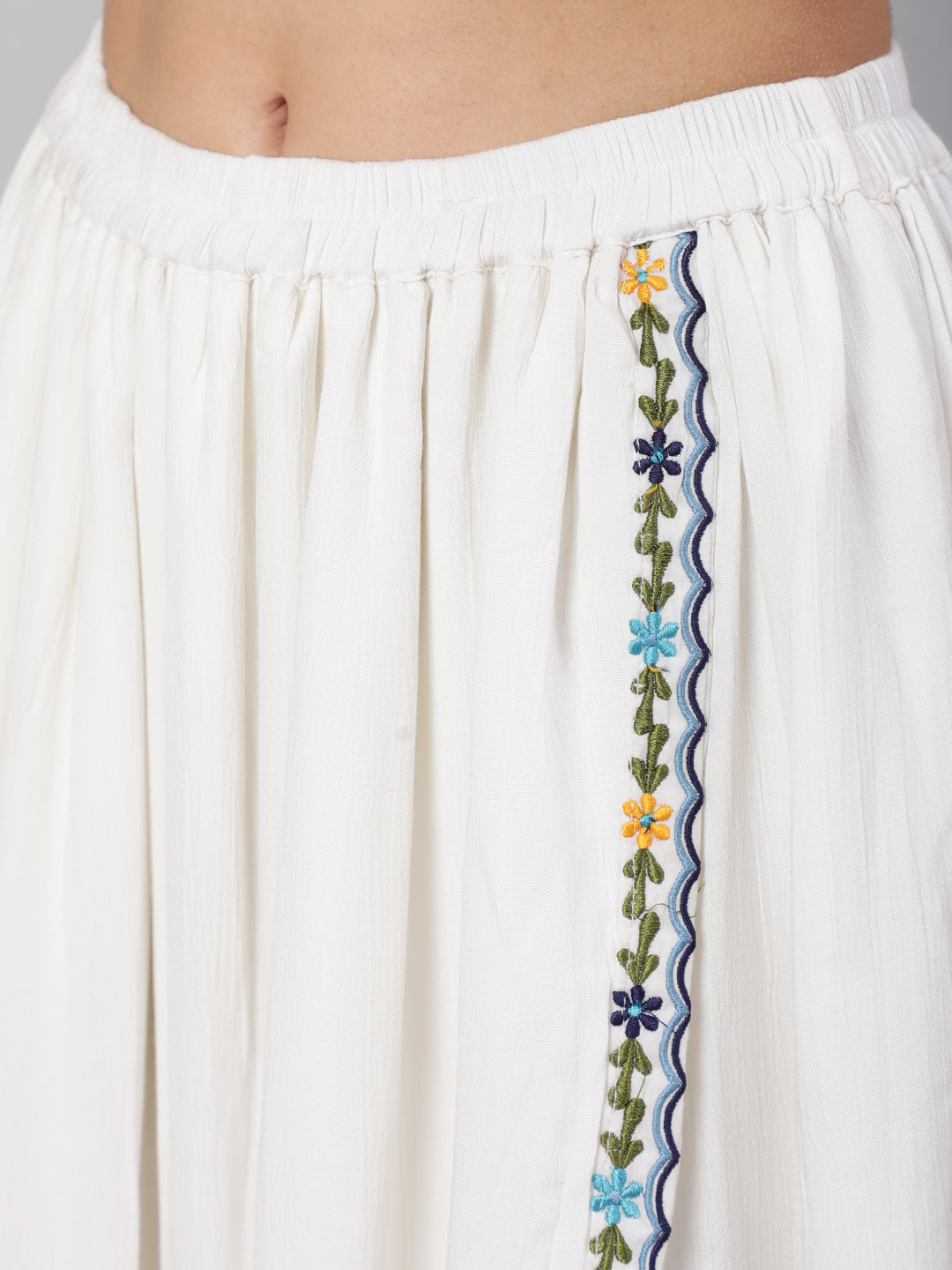 White & Blue Embroidered Co-Ord Set