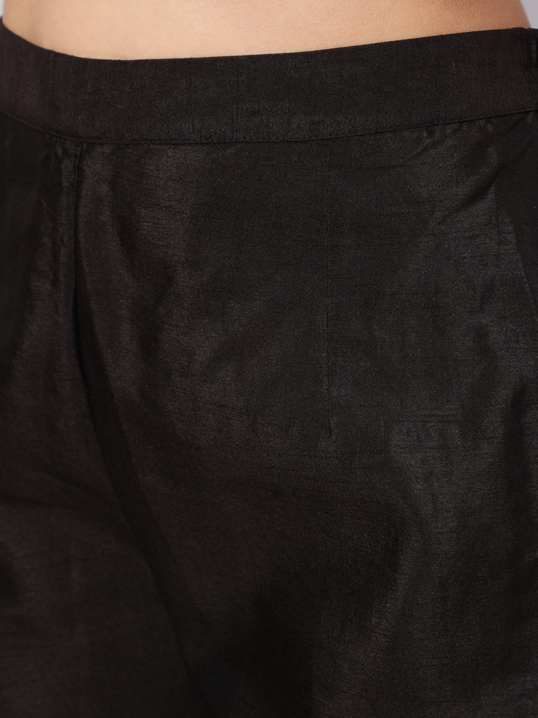 Black Foil Printed Kurta Pant With Dupatta