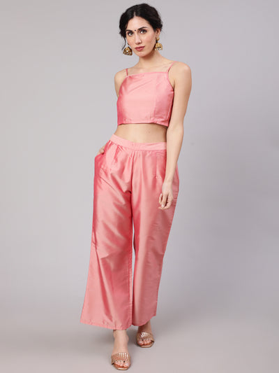 Pink Co Ord Set With Red Jacket