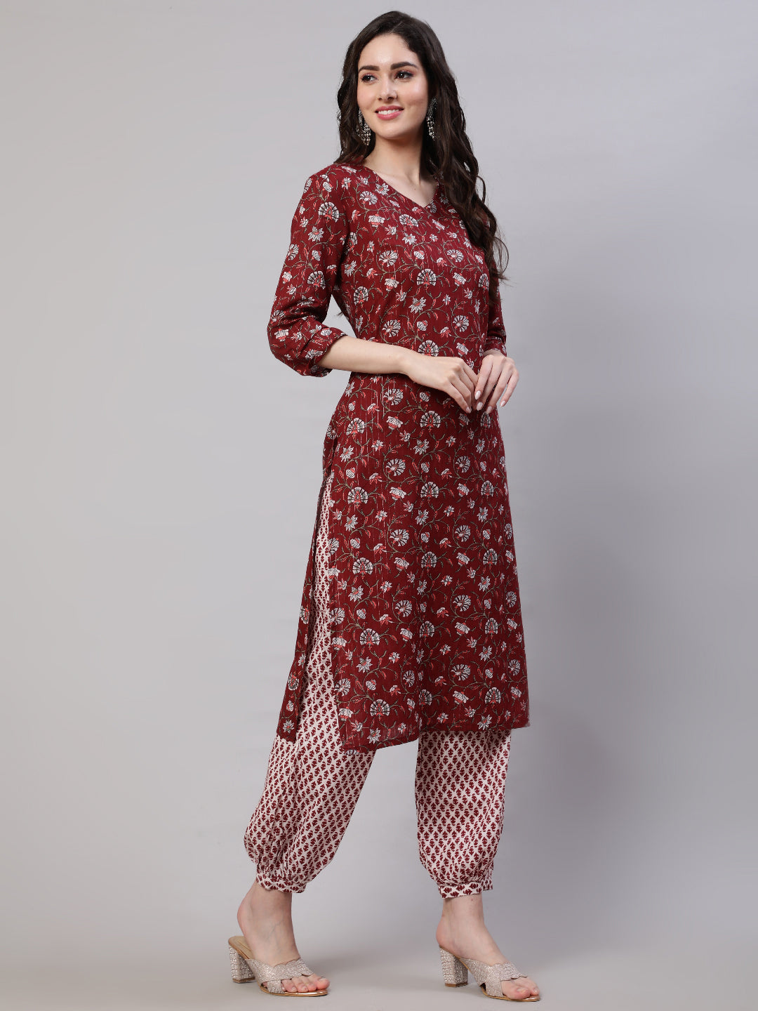 Maroon Floral Print Couple Combo