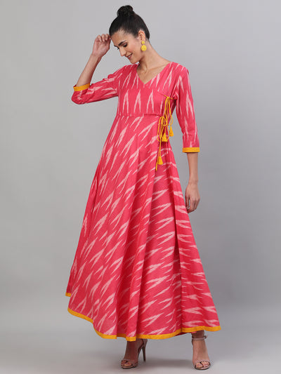 Pink Ikat Design Maxi Dress