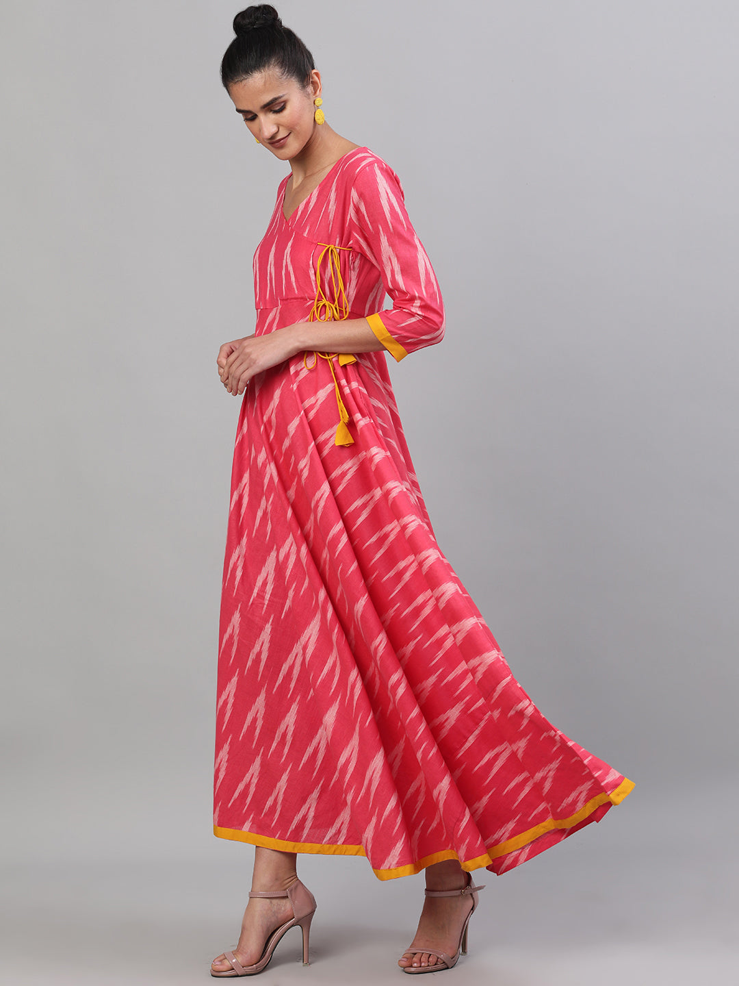 Pink Ikat Design Maxi Dress