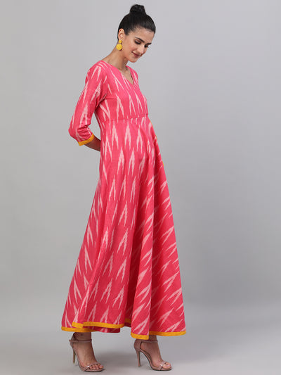 Pink Ikat Design Maxi Dress