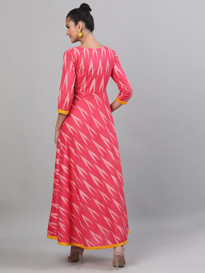 Pink Ikat Design Maxi Dress