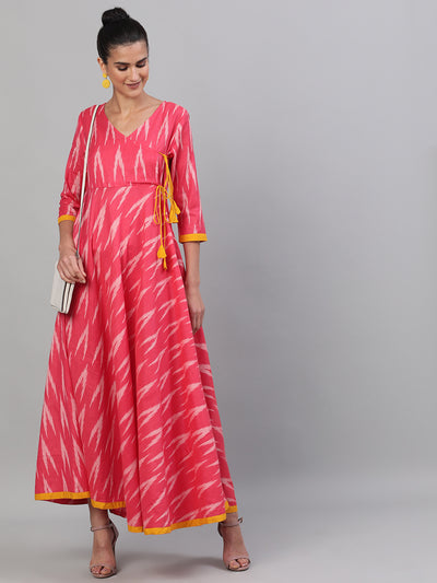 Pink Ikat Design Maxi Dress