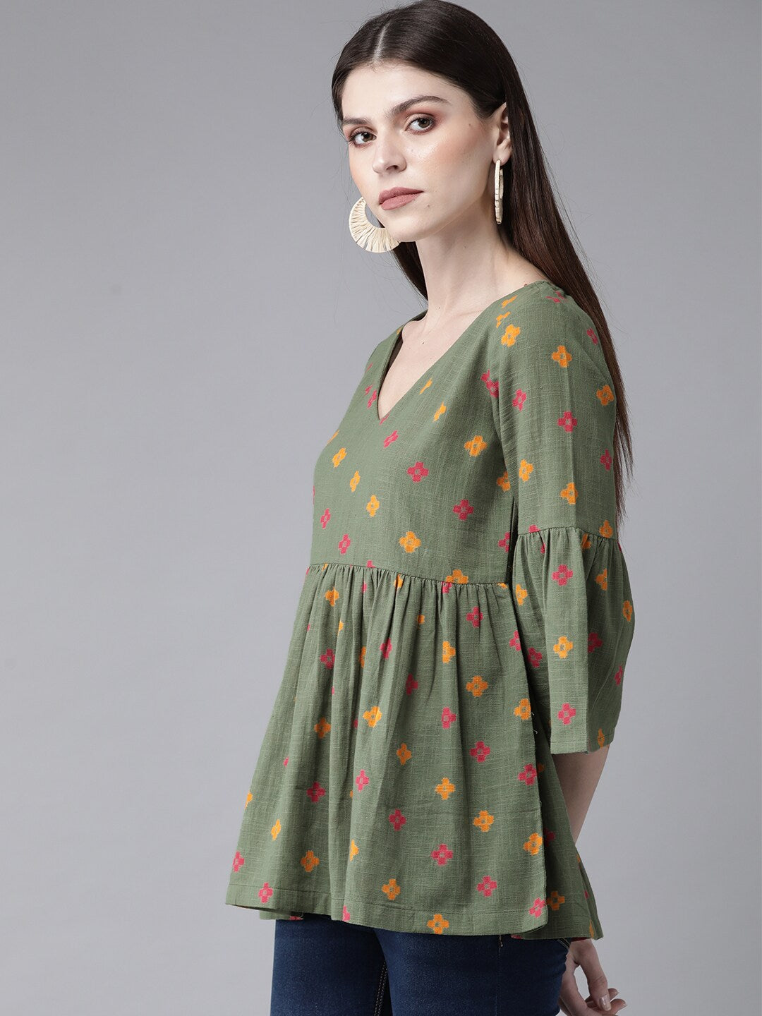 Olive Green Printed Tunic