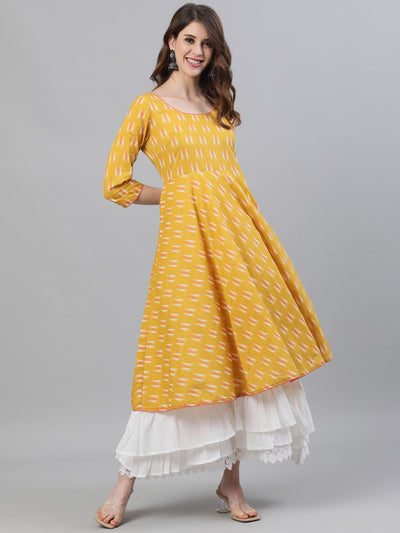Yellow Ikat Designed Maxi Dress