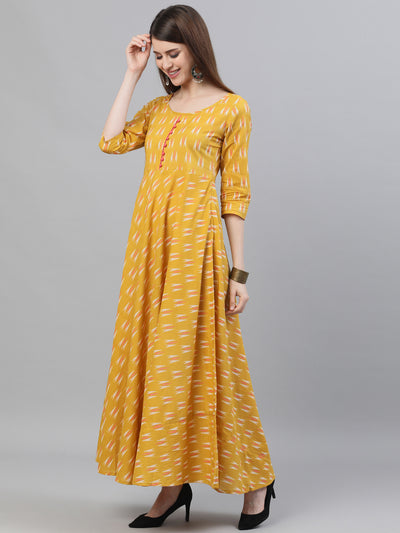 Yellow Ikat Designed Maxi Dress