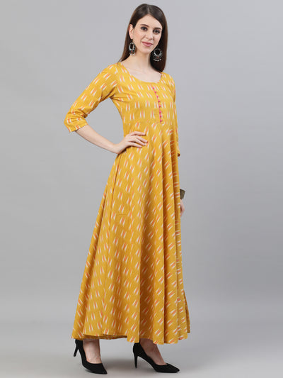 Yellow Ikat Designed Maxi Dress