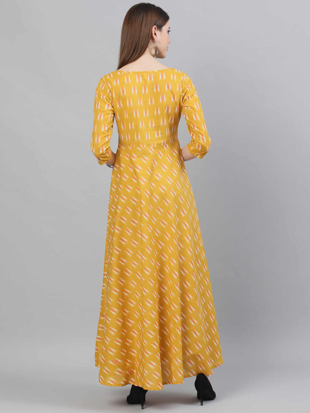 Yellow Ikat Designed Maxi Dress