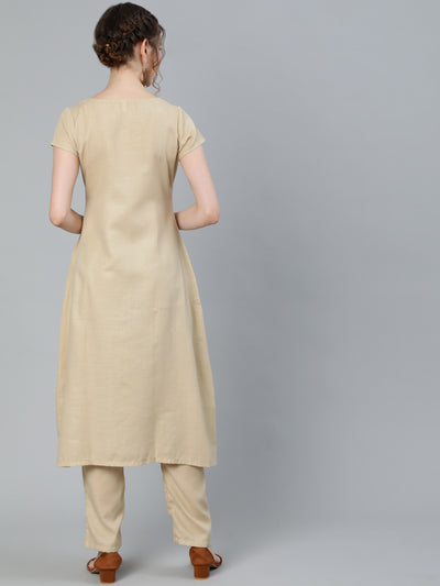 Beige Seven Chakras A-Line Kurta