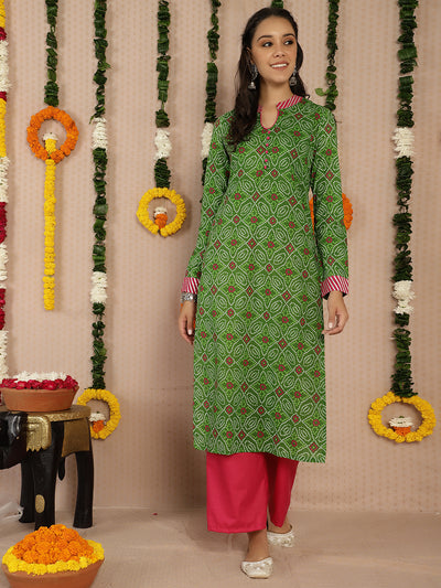 Green Bandhani Print Kurta