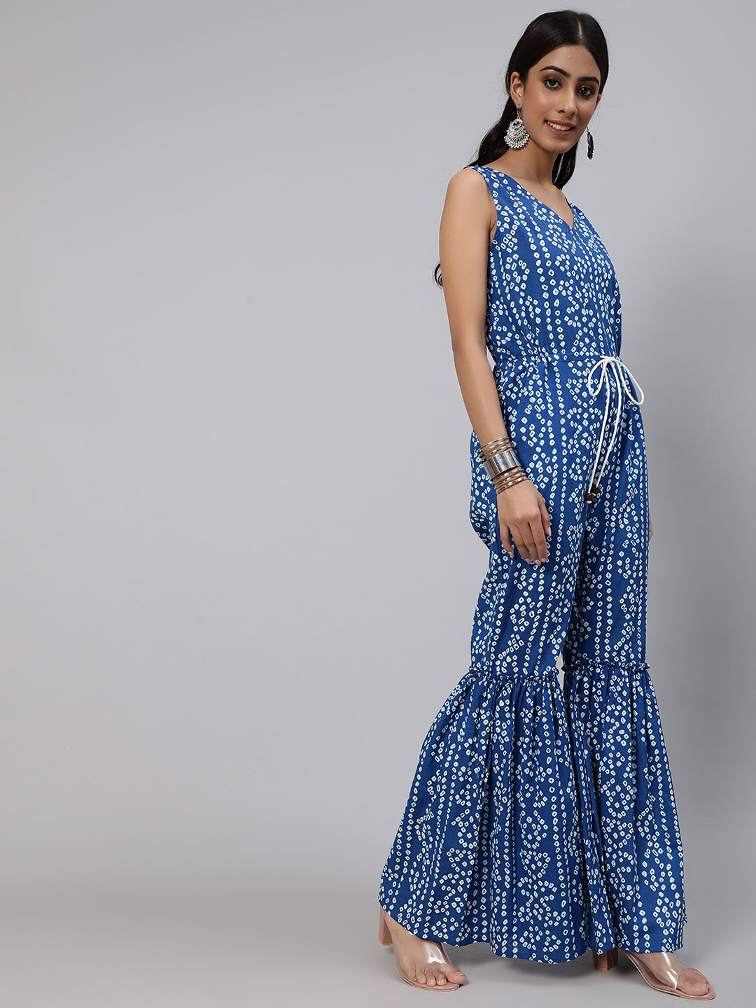 Blue Bandhani Print Jumpsuit