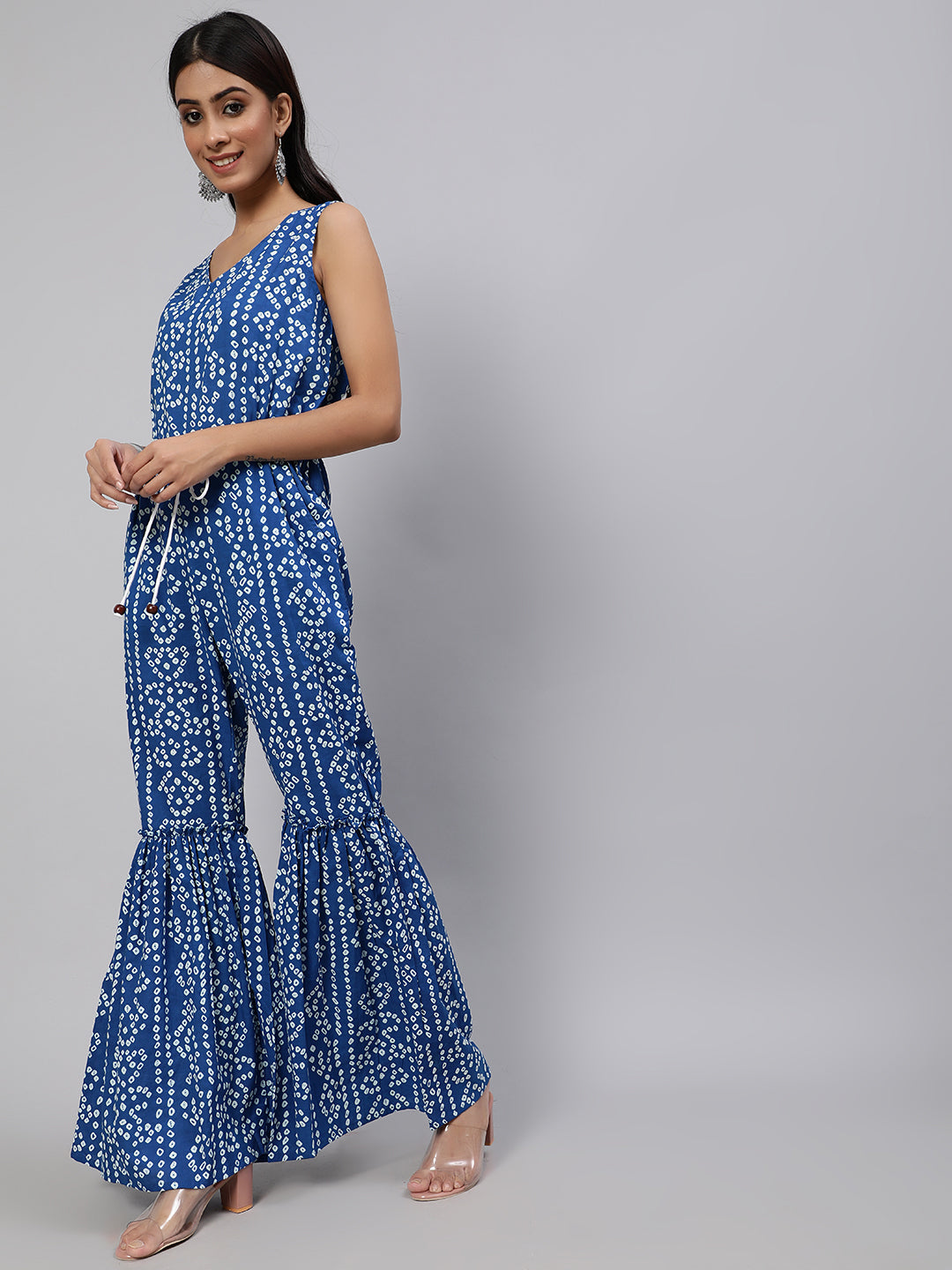 Blue Bandhani Print Jumpsuit