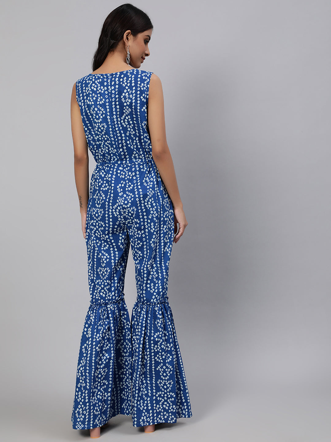 Blue Bandhani Print Jumpsuit