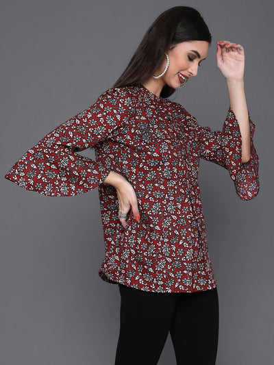 Maroon Floral Print Tunic