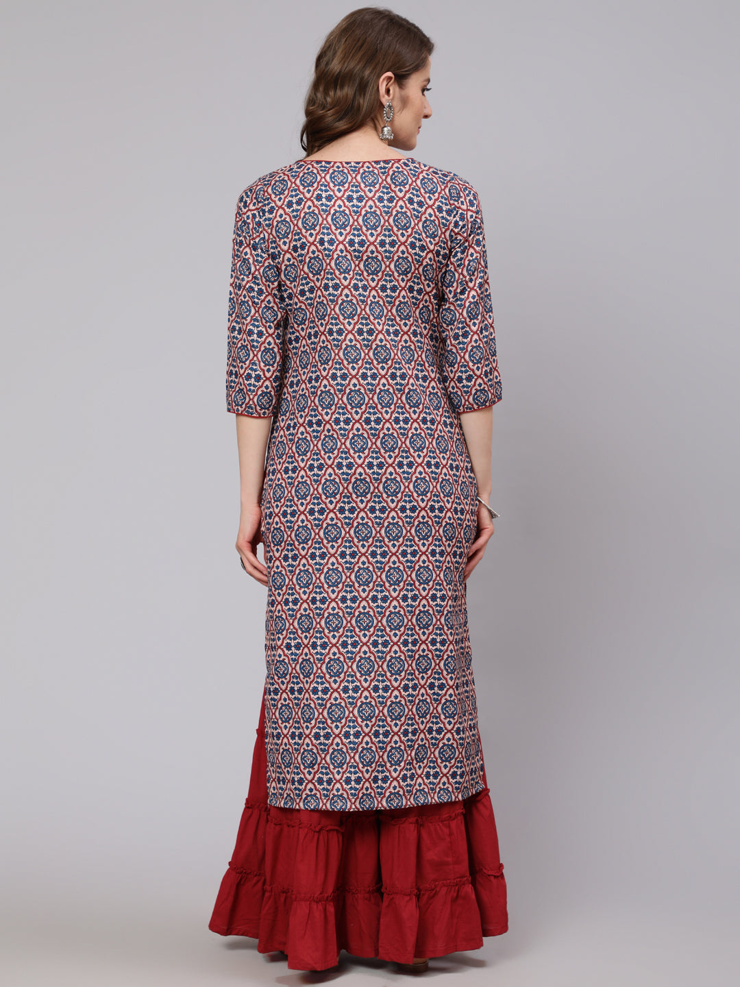 Blue Printed Straight Kurta