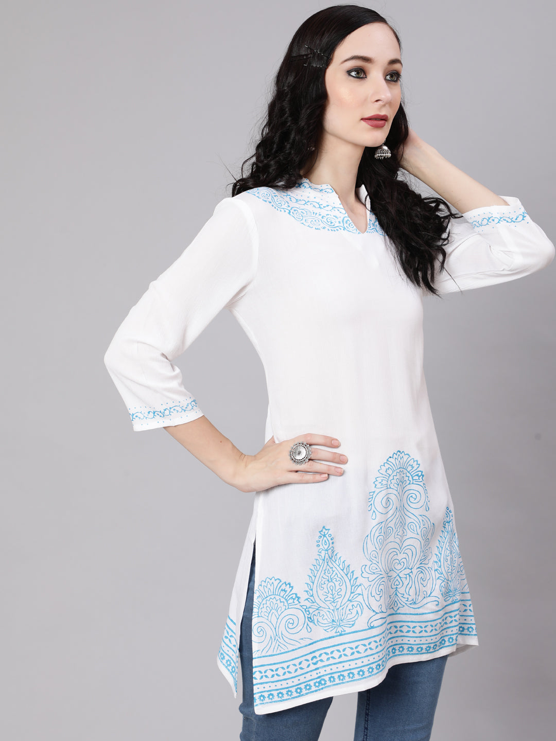 White Hand Block Print Tunic