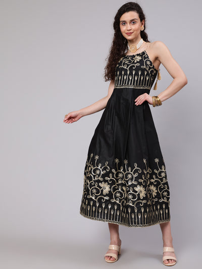 Black Embroidered Maxi Dress