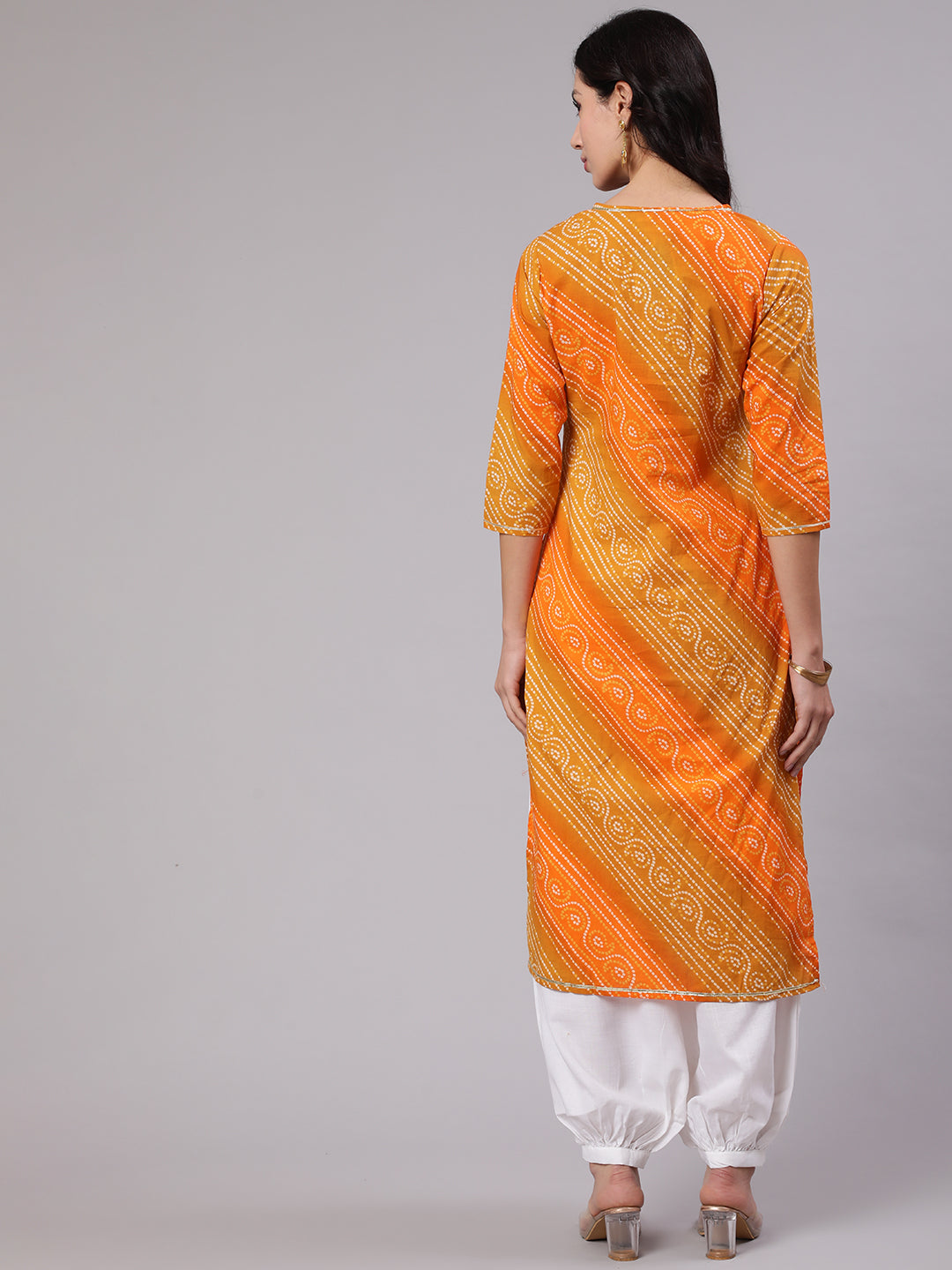 Mustard & Orange Bandhani Print Kurta