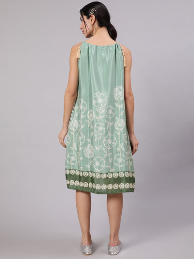 Green Floral Digital Print Dress