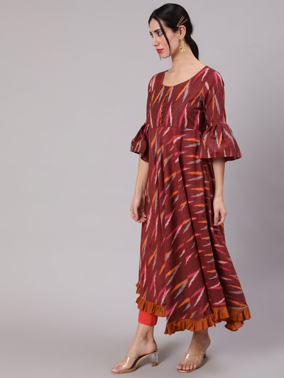 Maroon Ikat Design Anarkali