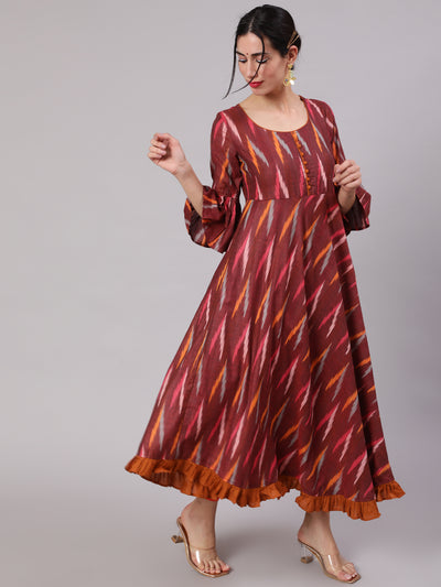 Maroon Ikat Design Anarkali