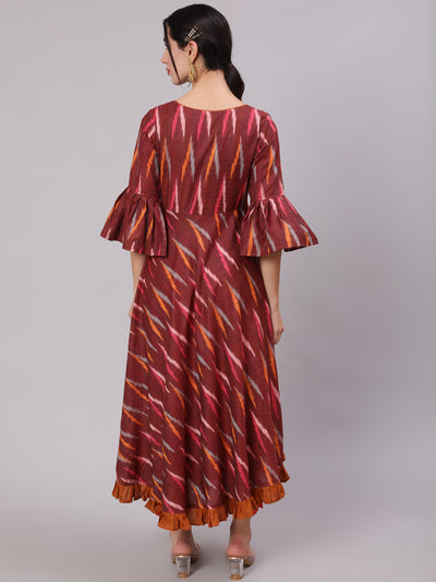 Maroon Ikat Design Anarkali
