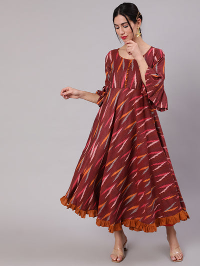 Maroon Ikat Design Anarkali
