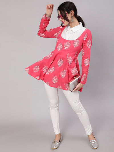 Pink & White Printed Tunic