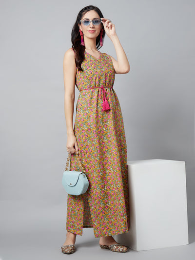 Mustard Floral Print Dress