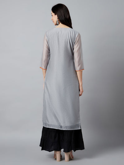 Grey Embroidered Kurta