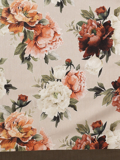 Beige Floral Print Saree With Blouse Piece
