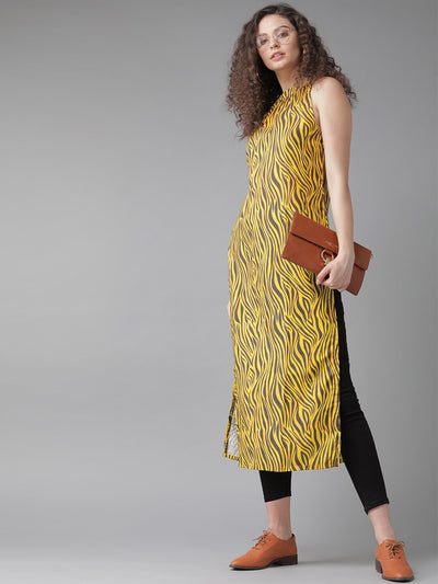 Yellow Zebra Print Kurta