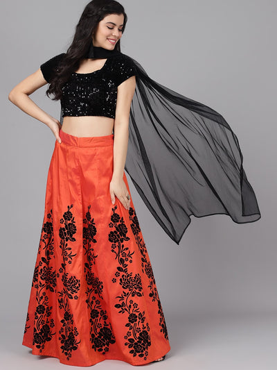 Orange Lehenga Choli With Dupatta