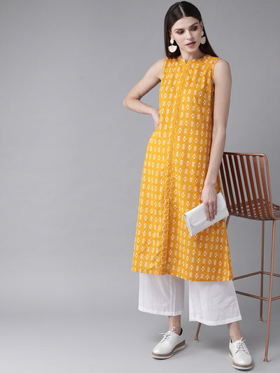 Yellow Printed Kurta