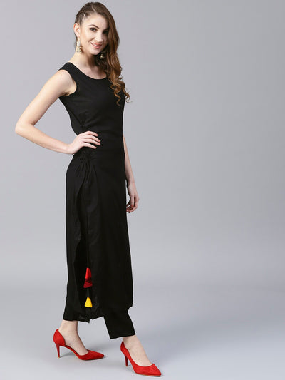 Black Sleeveless Long Kurta