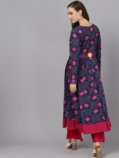 Navy Blue Bandhani Print Anarkali