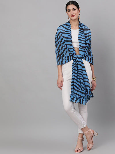 Blue Zebra Print Dupatta