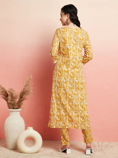 Mustard Printed Lurex Work Couple Combo