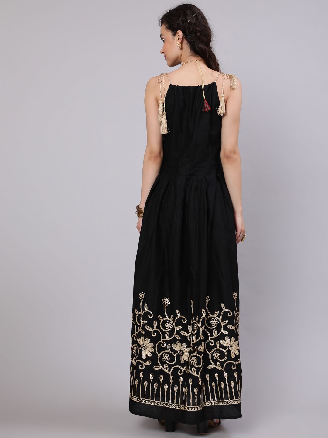 Black Floral Embroidered Maxi Dress