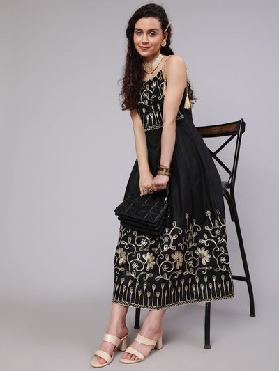 Black Embroidered Maxi Dress